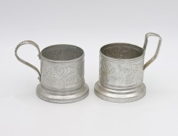 Подстаканники из белого металла (2 шт.). 1960-1970-е гг.
